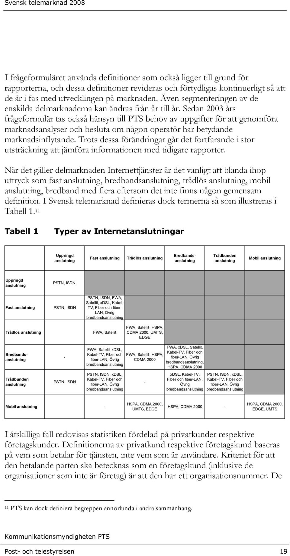 Sedan 2003 års frågeformulär tas också hänsyn till PTS behov av uppgifter för att genomföra marknadsanalyser och besluta om någon operatör har betydande marknadsinflytande.