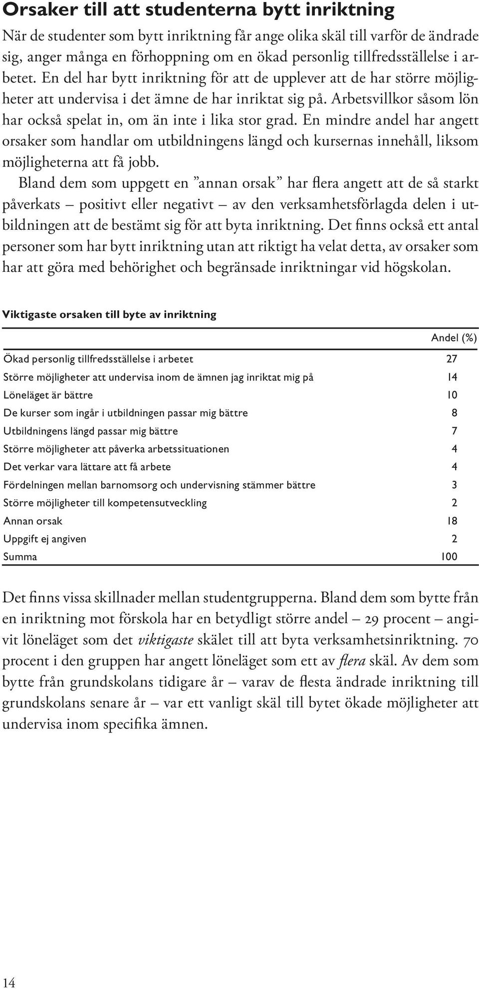 Arbetsvillkor såsom lön har också spelat in, om än inte i lika stor grad.