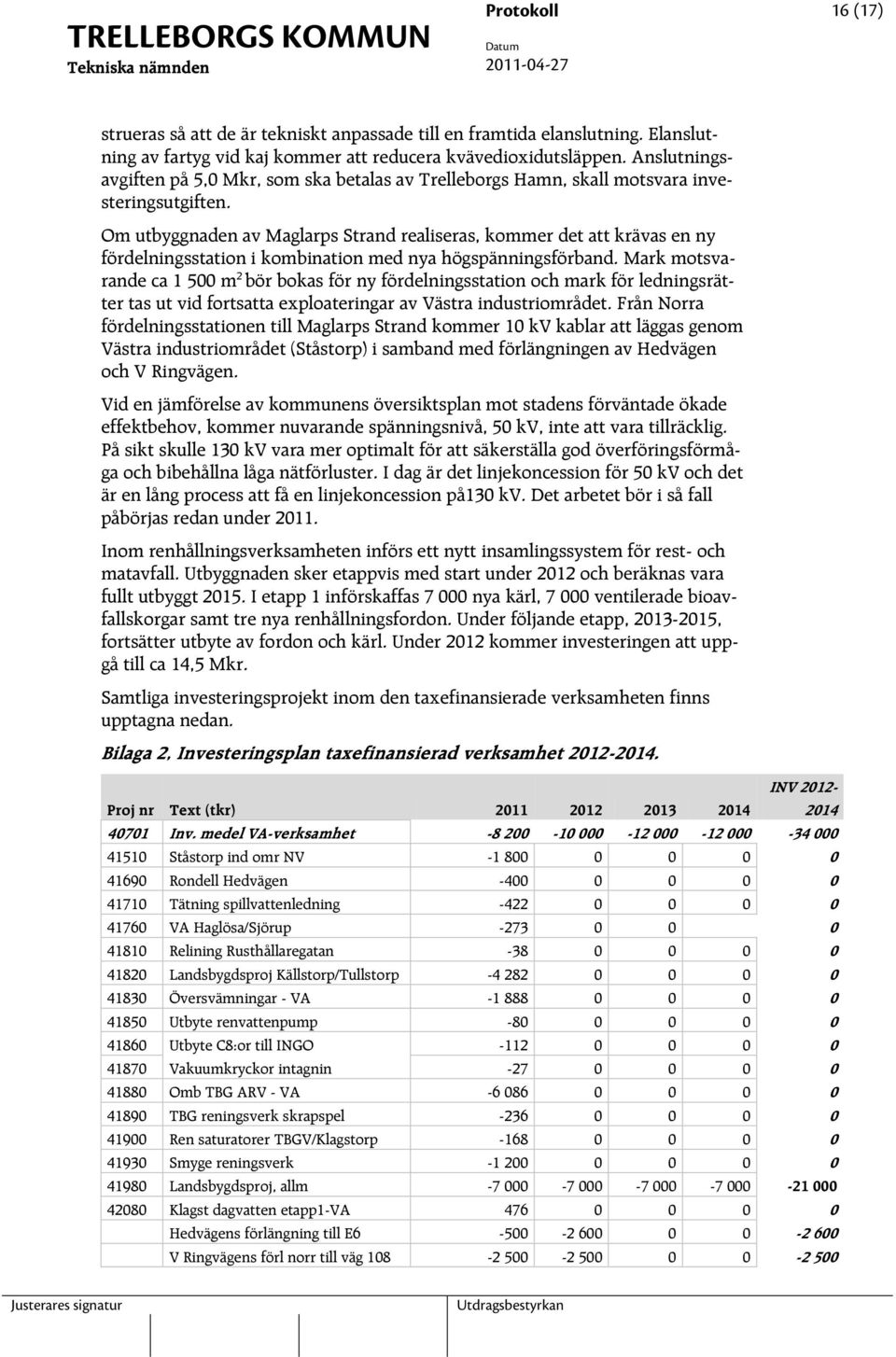 Om utbyggnaden av Maglarps Strand realiseras, kommer det att krävas en ny fördelningsstation i kombination med nya högspänningsförband.