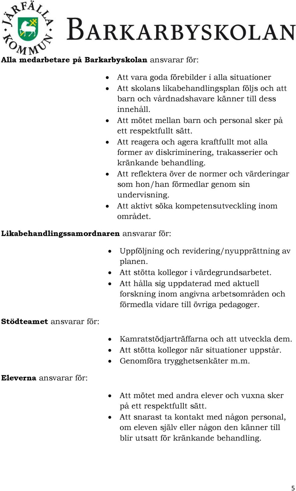 Att reflektera över de normer och värderingar som hon/han förmedlar genom sin undervisning. Att aktivt söka kompetensutveckling inom området.