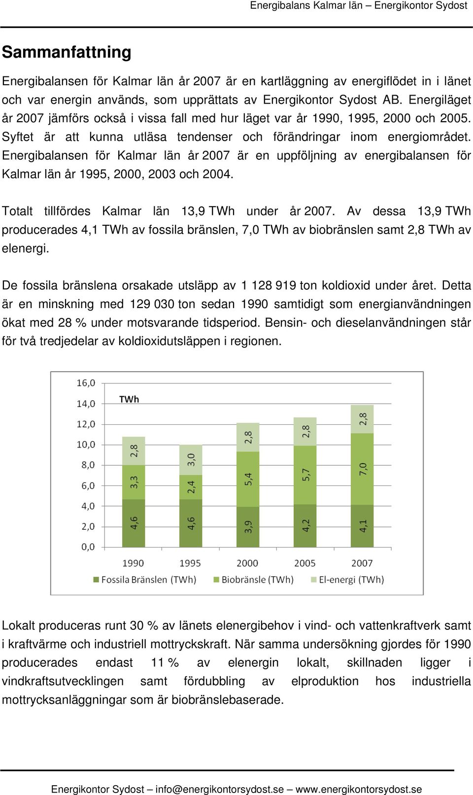 Energibalansen för Kalmar län år 2007 är en uppföljning av energibalansen för Kalmar län år 1995, 2000, 2003 och 2004. Totalt tillfördes Kalmar län 13,9 TWh under år 2007.