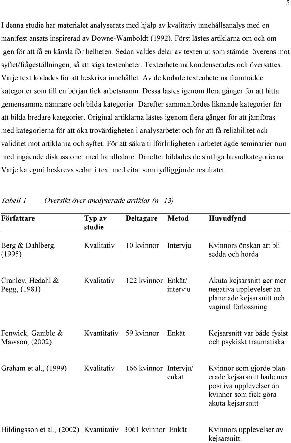 Textenheterna kondenserades och översattes. Varje text kodades för att beskriva innehållet. Av de kodade textenheterna framträdde kategorier som till en början fick arbetsnamn.