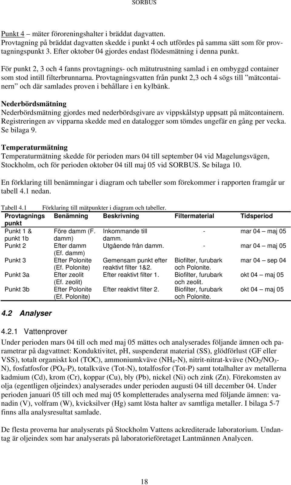 Provtagningsvatten från punkt 2,3 och 4 sögs till mätcontainern och där samlades proven i behållare i en kylbänk.