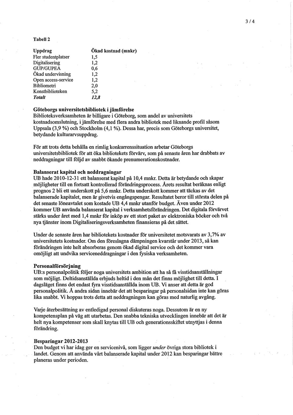 såsom Uppsala (3,9 %) och Stockholm (4,1 %). Dessa har, precis som Göteborgs universitet, betydande kulturarvsuppdrag.