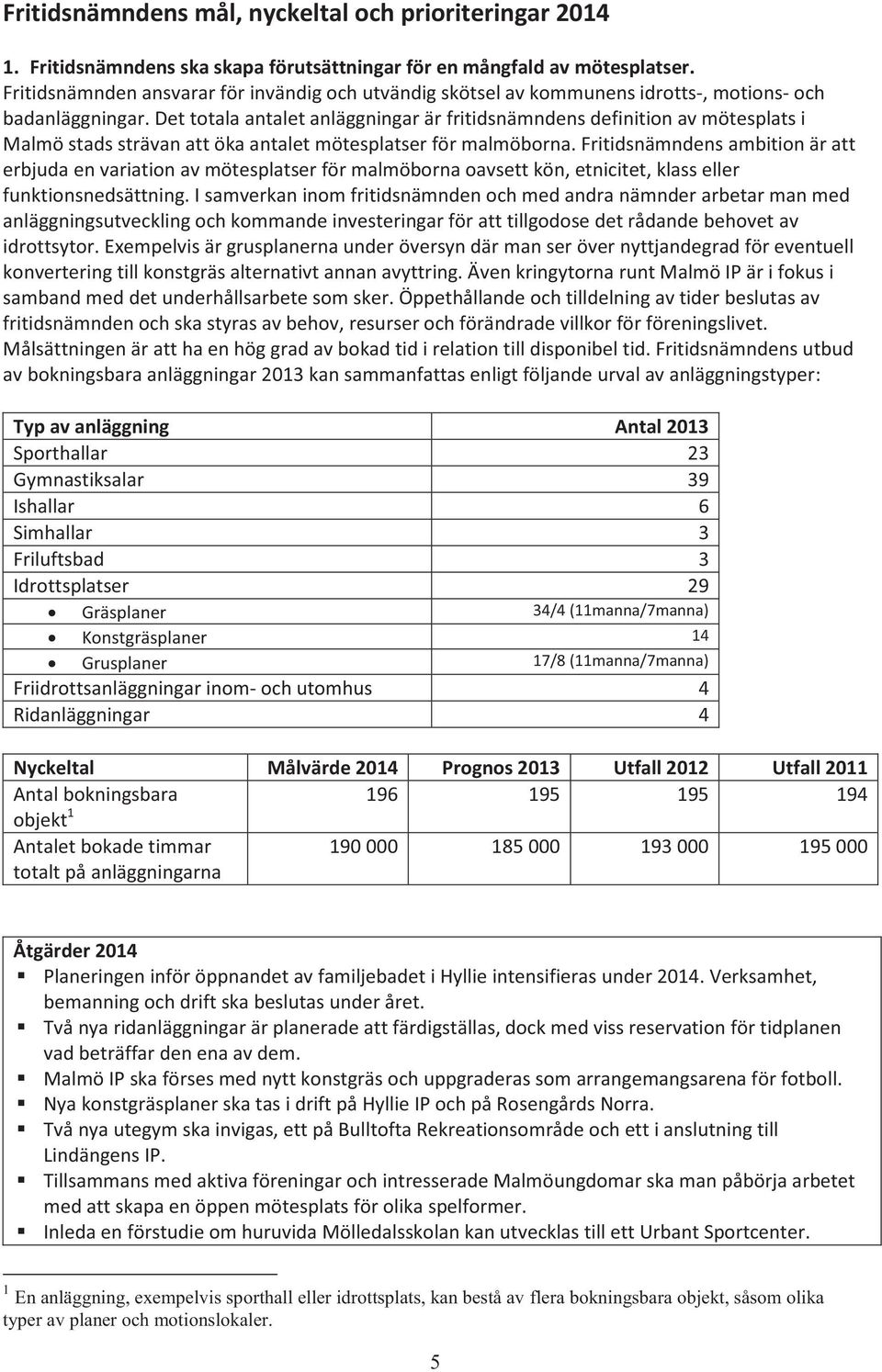 Det totala antalet anläggningar är fritidsnämndens definition av mötesplats i Malmö stads strävan att öka antalet mötesplatser för malmöborna.