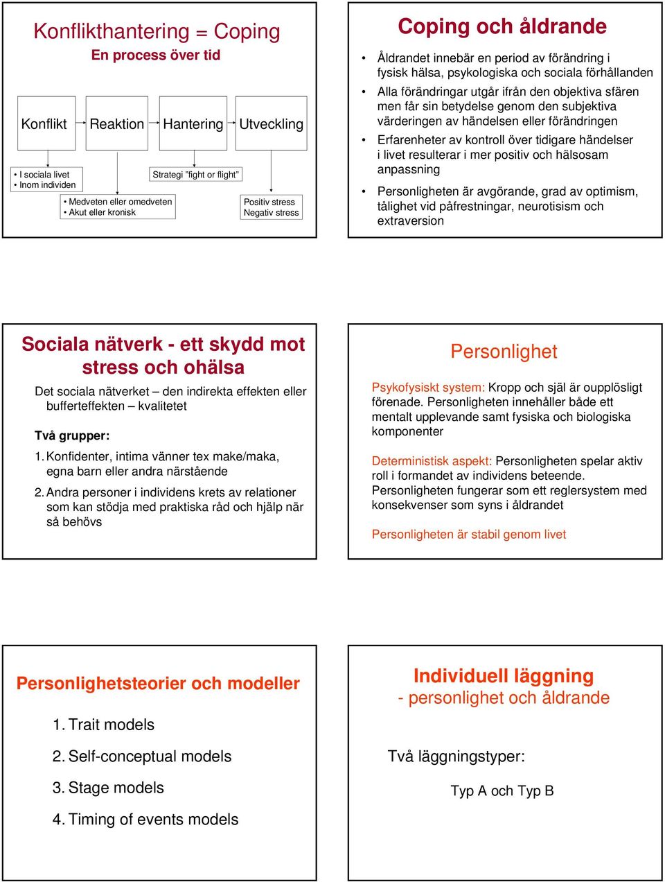 sin betydelse genom den subjektiva värderingen av händelsen eller förändringen Erfarenheter av kontroll över tidigare händelser i livet resulterar i mer positiv och hälsosam anpassning Personligheten