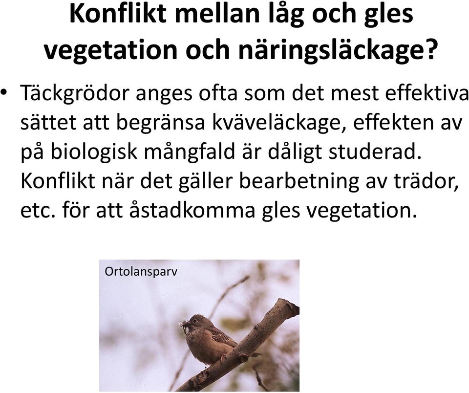 kväveläckage, effekten av på biologisk mångfald är dåligt studerad.