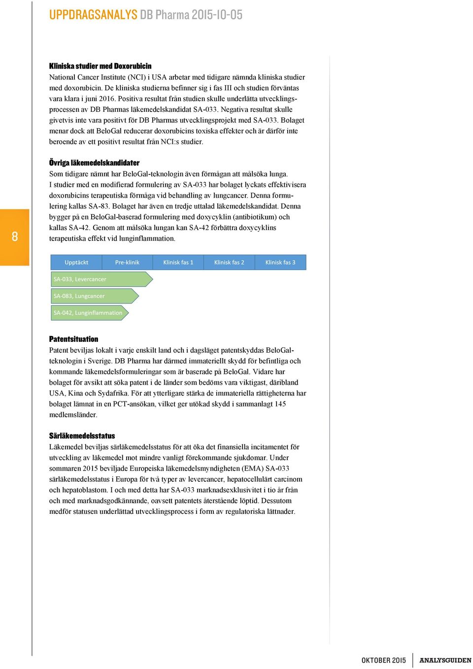 Positiva resultat från studien skulle underlätta utvecklingsprocessen av DB Pharmas läkemedelskandidat SA-033.