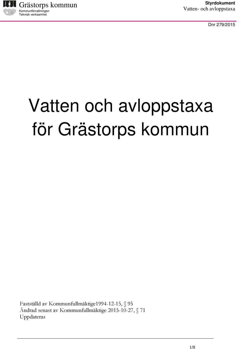 Fastställd av Kommunfullmäktige1994-12-15, 95 Ändrad