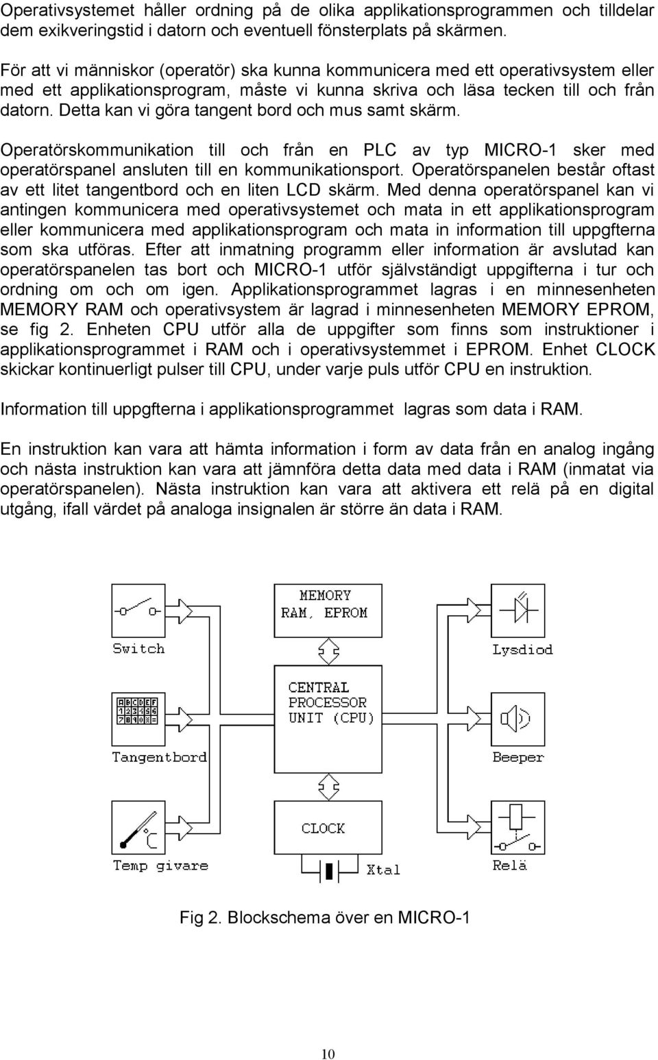 Detta kan vi göra tangent bord och mus samt skärm. Operatörskommunikation till och från en PLC av typ MICRO-1 sker med operatörspanel ansluten till en kommunikationsport.