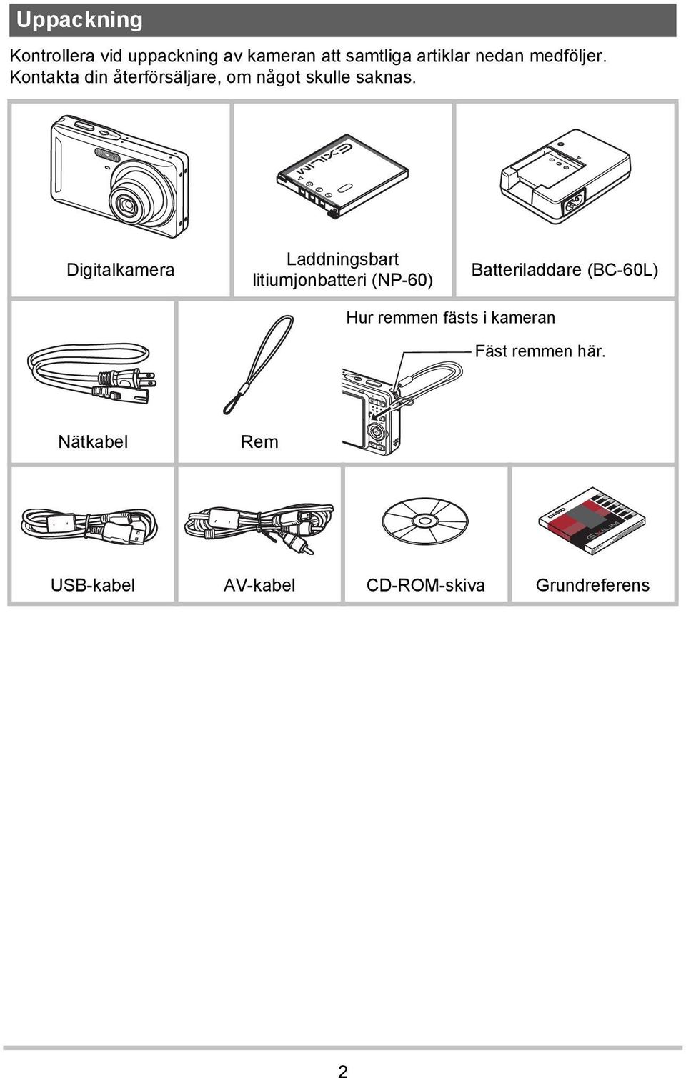 Digitalkamera Laddningsbart litiumjonbatteri (NP-60) Batteriladdare (BC-60L) Hur
