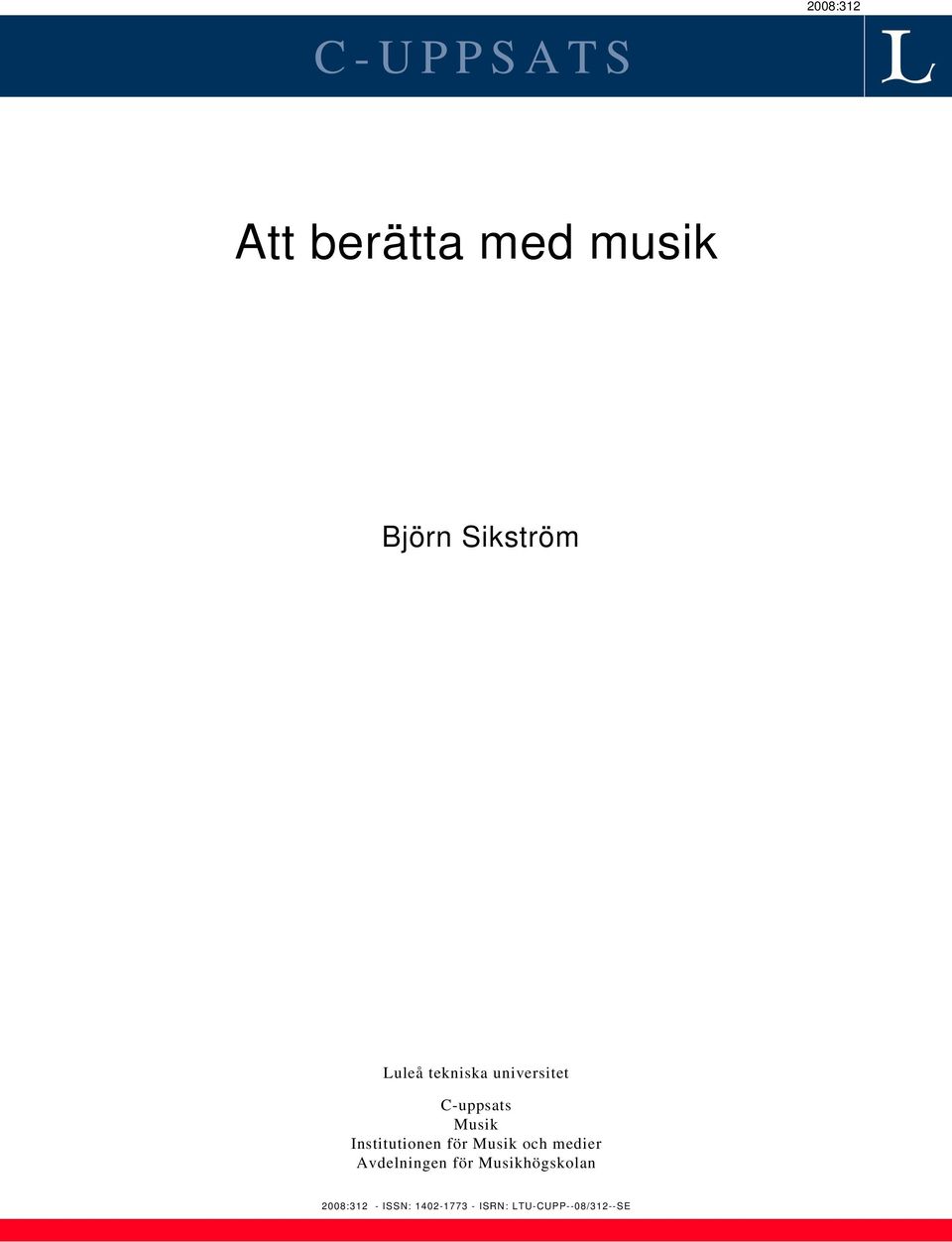 Institutionen ör Musik oh medier Avdelningen ör