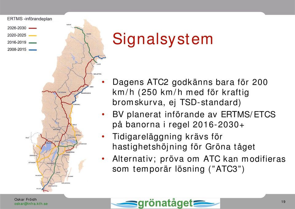 banorna i regel 2016-2030+ Tidigareläggning krävs för hastighetshöjning för