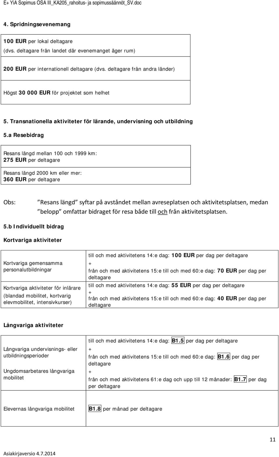 Transnatinella aktiviteter för lärande, undervisning ch utbildning 5.