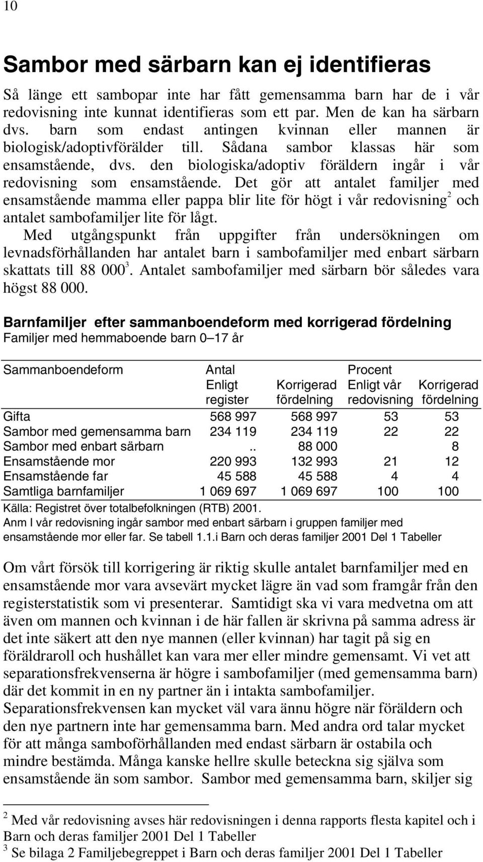 den biologiska/adoptiv föräldern ingår i vår redovisning som ensamstående.