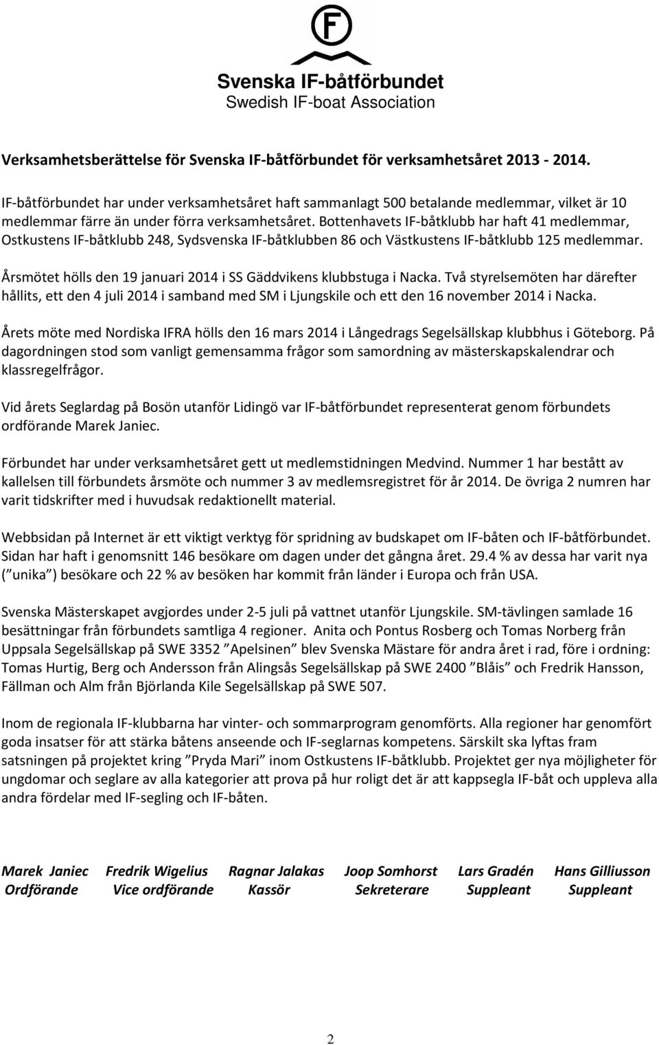 Bottenhavets IF-båtklubb har haft 41 medlemmar, Ostkustens IF-båtklubb 248, Sydsvenska IF-båtklubben 86 och Västkustens IF-båtklubb 125 medlemmar.