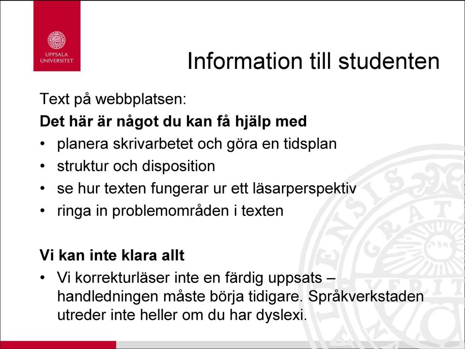läsarperspektiv ringa in problemområden i texten Vi kan inte klara allt Vi korrekturläser inte