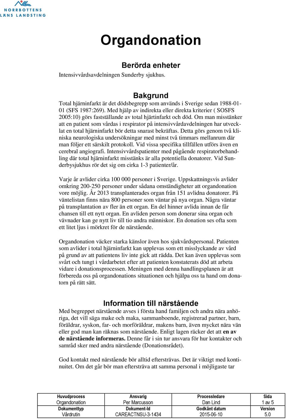 Om man misstänker att en patient som vårdas i respirator på intensivvårdavdelningen har utvecklat en total hjärninfarkt bör detta snarast bekräftas.