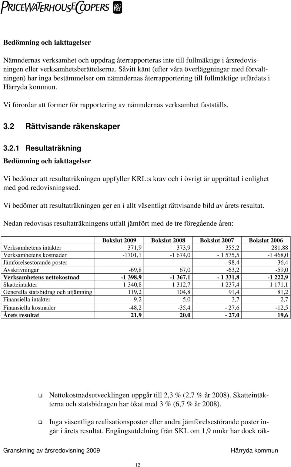 Vi förordar att former för rapportering av nämndernas verksamhet fastställs. 3.2 