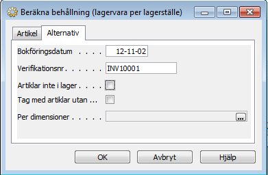 Här anger du vilka hyllplatser och vilket lagerställe som skall inventeras.