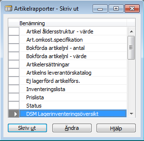 När beräkningen är körd går det att skriva ut inventeringsunderlag. Det går att radera journalen utan att något händer ända tills du trycker Bokför.