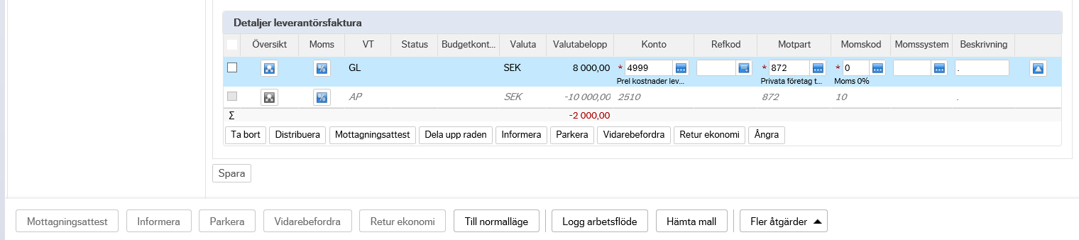 SID 8(36) 7.2.2.2 Normalläge och avancerat läge Det finns två sätt att behandla fakturor i, Normalläge och Avancerat läge.