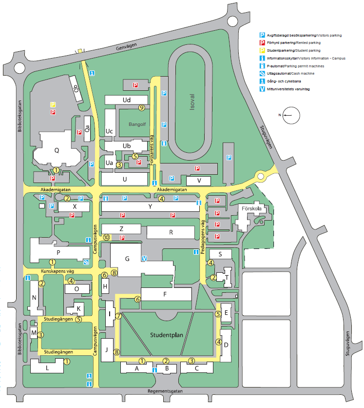 Karta över campusområdet Sal G2355, G3213 Sal F214, F229, F234 Mer information om hur du