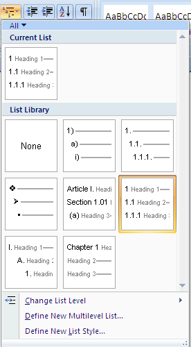 2 Automatisk numrering av rubriker Vill man ha automatisk numrering av rubrikerna så kan man klicka på Multilevel list/ Flernivålista. Välja 1 Heading 1, 1.1 Heading 2, 1.1.1 Heading 3/ 1 Rubrik 1, 1.
