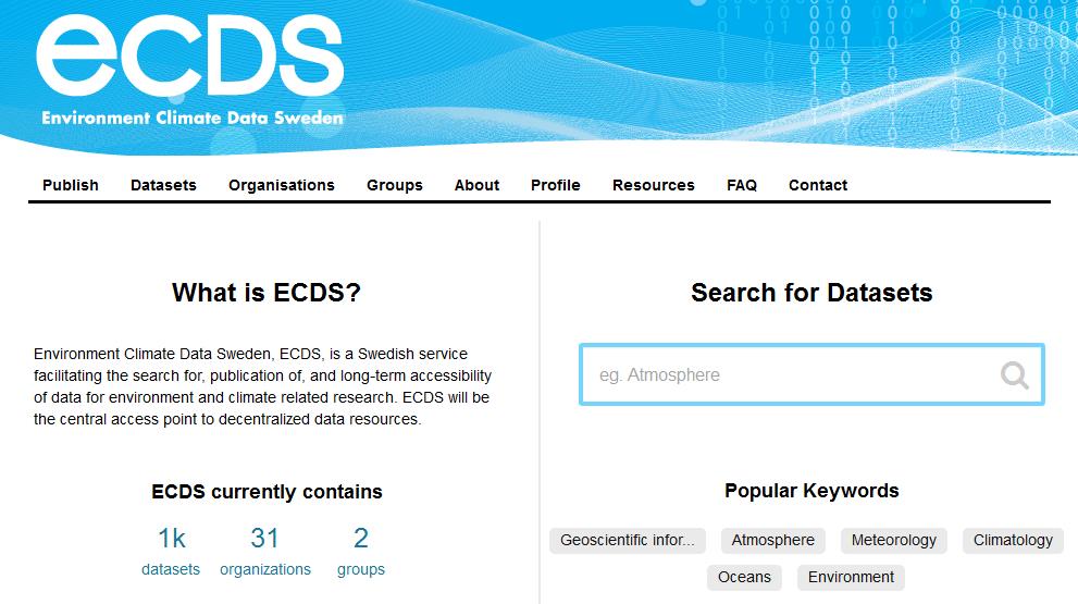 Figur 1. ECDS nya portal lanserad under 2015.