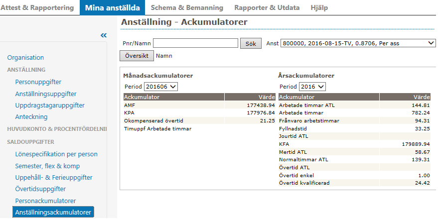 Personackumulatorer Här kan du se olika ackumulatorer för medarbetare.