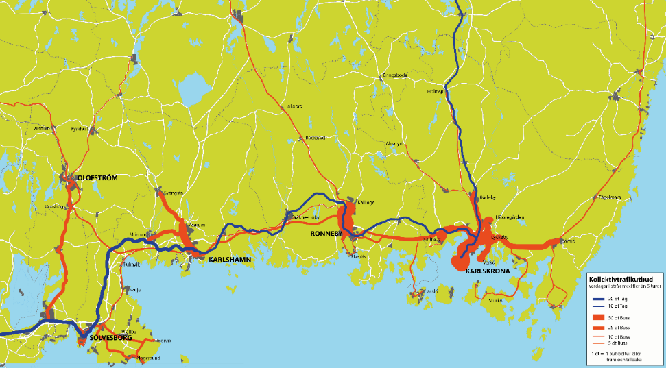 5.2 Pendlingsbar kollektivtrafik Pendling till utbildning och arbete är en viktig funktion för kollektivtrafiken. Turutbudet ska ge möjlighet att pendla till skola och arbete i närmaste centralort.
