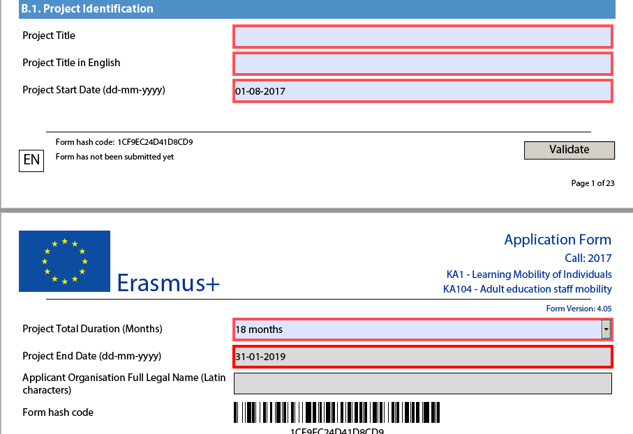 Välj SE01 = Universitets- och högskolerådet Sektion C. 1. innehåller uppgifter om er och era eventuella konsortiemedlemmar. Börja med att fylla i ansökarens PIC-nummer och tryck sedan på Check PIC.
