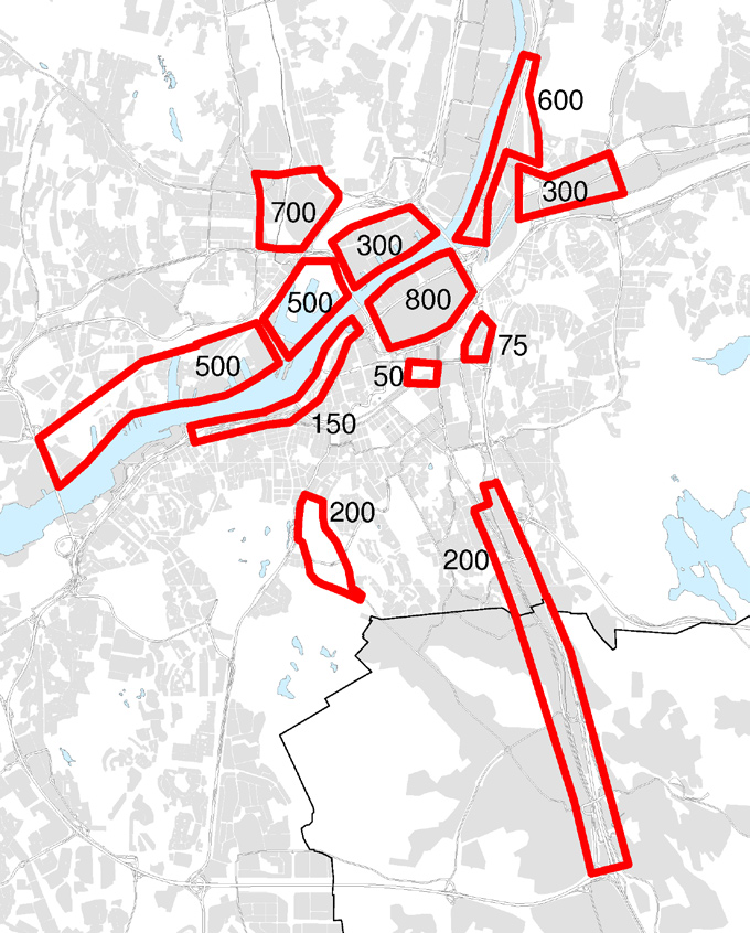 Att bygga inom den redan utbyggda staden minskar riskerna att stå med halvfärdiga områden vid en eventuell minskad efterfrågan.