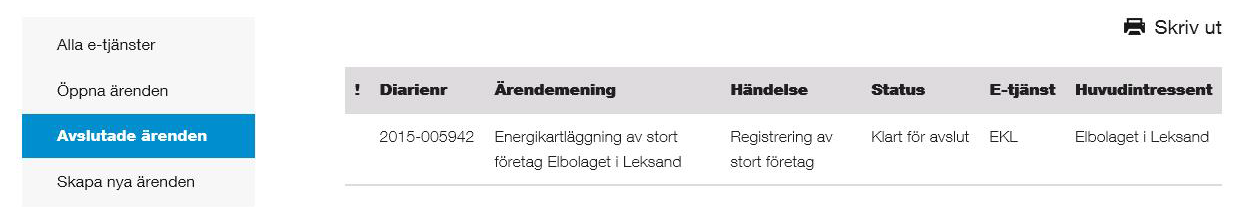 Handling Datum 11 (14) Dessutom listas ärendets samtliga händelser i ärendet: 5.