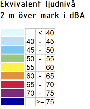 Figur 1: Ekvivalent ljudnivå vid fasad (frifältsvärde).