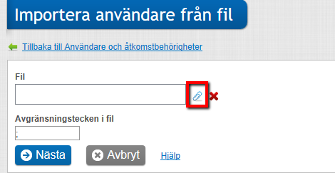 Klicka på importera användare från