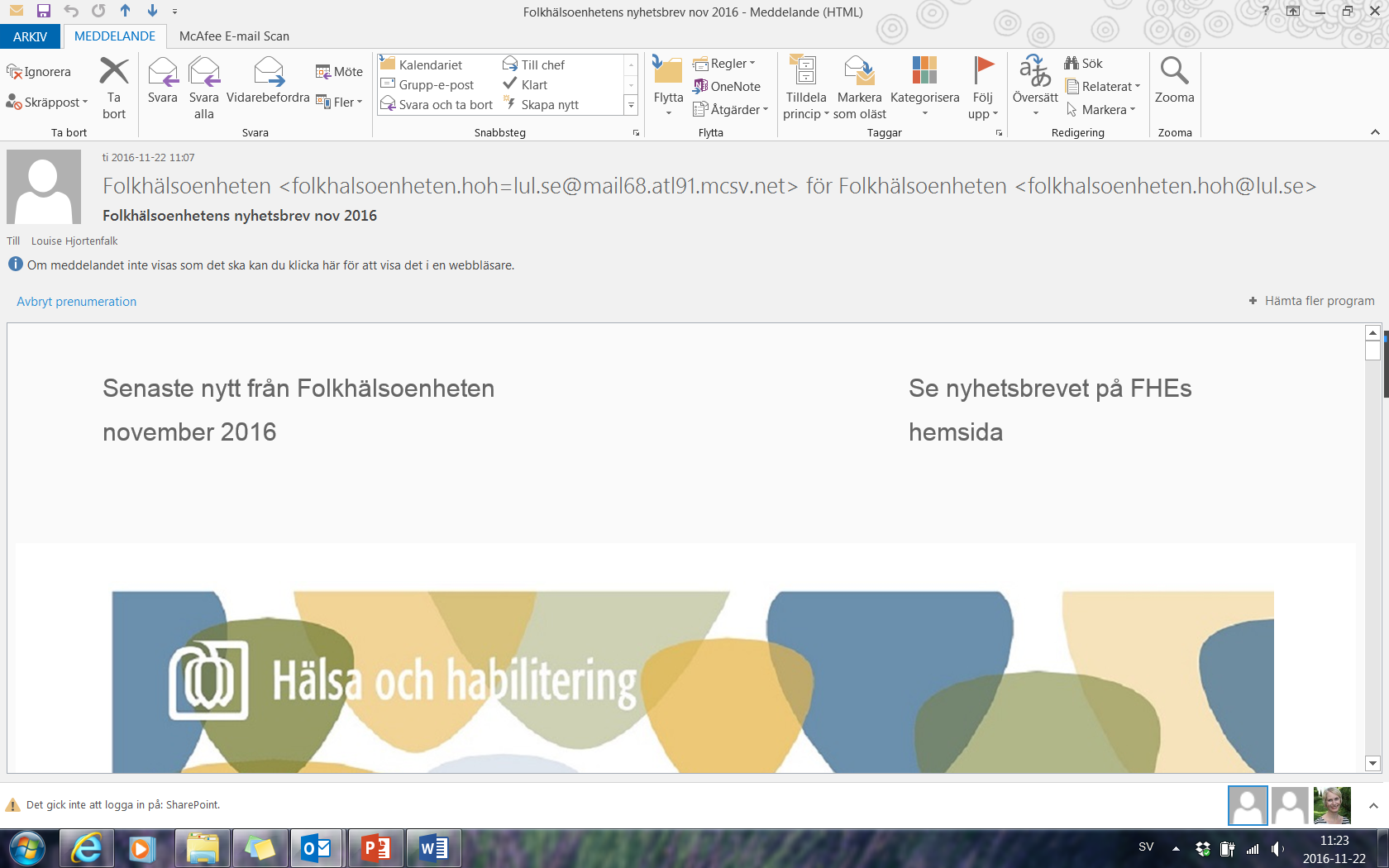Har ni fått Folkhälsoenhetens nyhetsbrev?