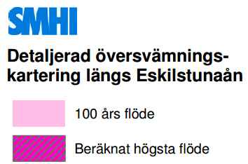 nivån för 100-års flödet i Eskilstunaån fram till ca 50 m norr om