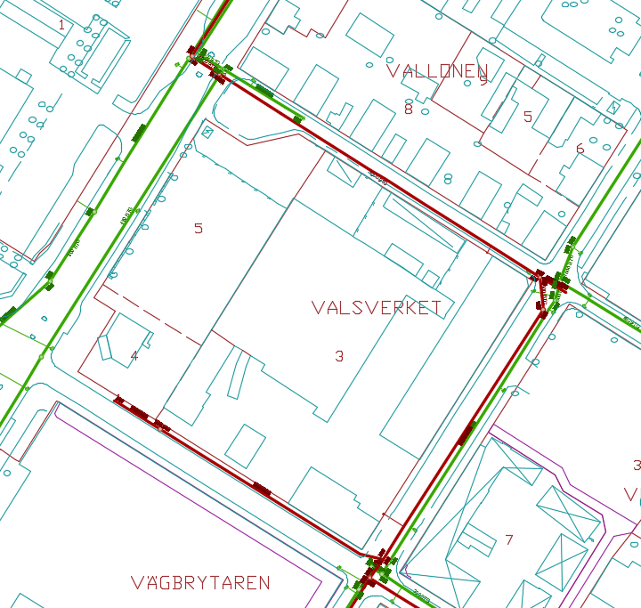 - 300 mm kombinerad ledning i Kungsgatan - 1000 mm kombinerad ledning i Radermachergatan samt 300 mm dagvatten i västra delen.