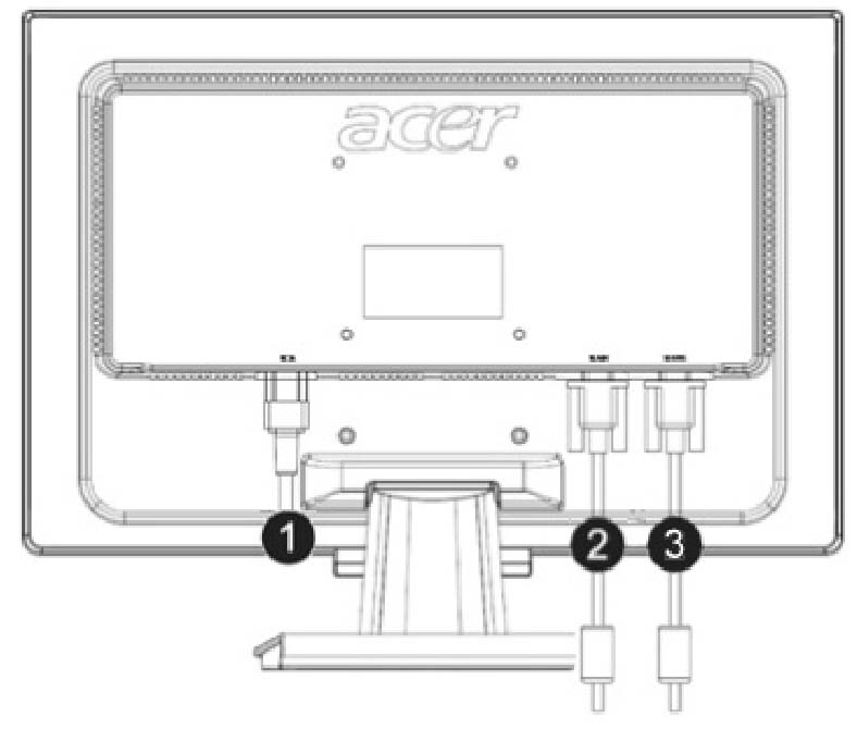 Innehåll LCD skärm Strömkabel VGA kabel Användarmanual (CD) Instruktioner för snabb installation DVI kabel (option) Installationsanvisningar Montering av skärm 1. Placera skärmen på ställningen. 2.