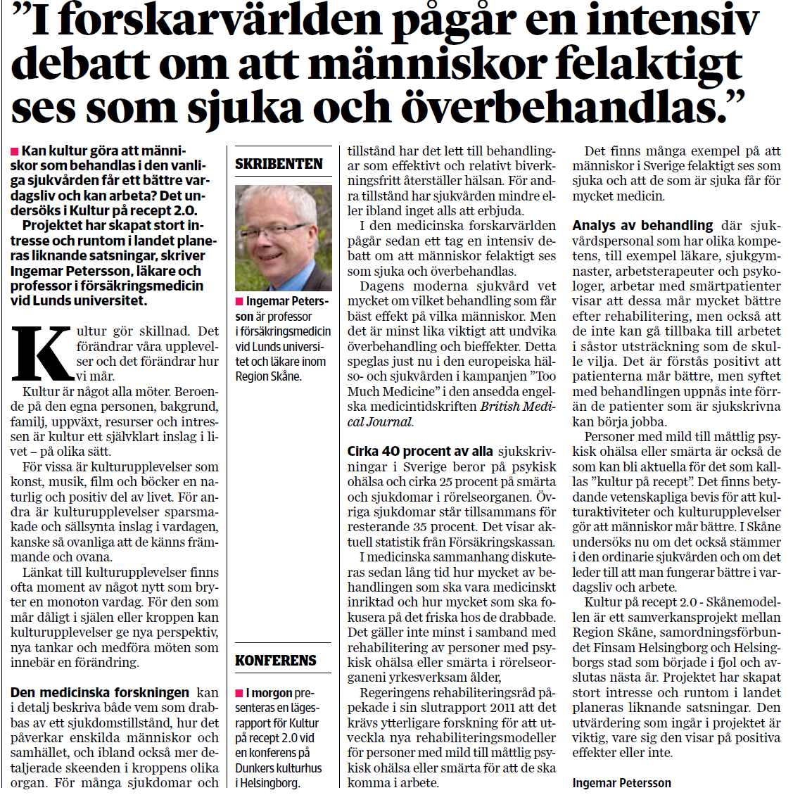 Sydsvenska Dagbladet Debatt 20130918 Lund University, Faculty of