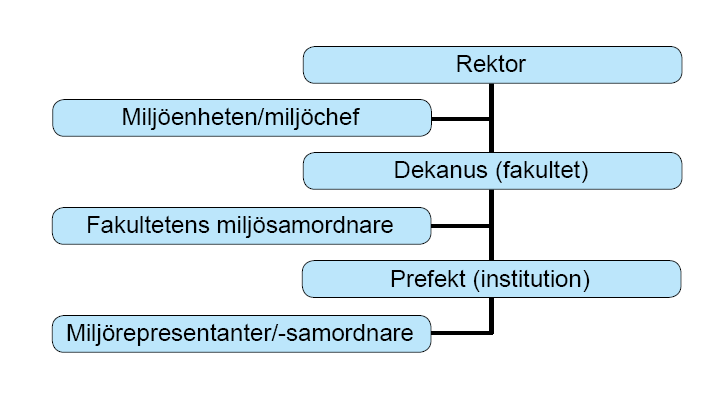 - Att ha en tydlig organisation för och ansvarsfördelning av miljöarbetet/miljöledningssystem http://www.mls.adm.gu.