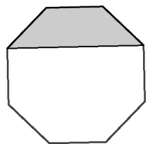 Känguru 2013 Junior sida 6 / 8 19. I figuren finns en regelbunden åttahörning. Arean av det skuggade området är 3 cm². Beräkna arean av åttahörningen.