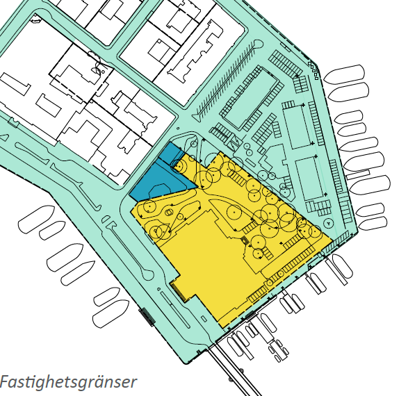 Privatägd mark Stockholms stad Statens fastighetsverk Markägoförhållanden med planområdet ungefärligt markerat.