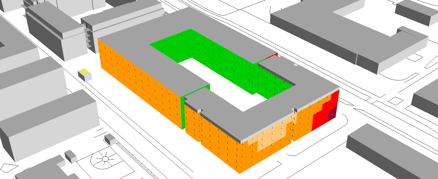 KV DOMHERREN VÄST, JÖNKÖPING Situation framtidsprognos Maximal ljudnivå vid fasader ÖVRIGT Kartan visar ljudnivåerna exklusive fasadreflexer.