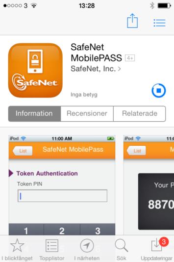 Sida: Sida 4 av 34 2 För att installera applikationen på din iphone, klicka på SafeNet ikonen.