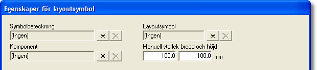 122 6.4.4 Elwin användarehandbok Manuell Att infoga en manuell layoutsymbol innebär att man anger en manuell bredd och höjd. Elwin kommer sedan utifrån dessa uppgifter skapa en rektangel.