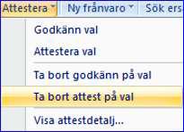 Om man vill se vilka tidigare attesterade tider som finns för en person i perioden markerar man personen och klickar på Attestera och väljer valet Visa