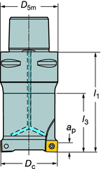 ROT - SW Plan- och hörnfräs Diameter 0,750 3,000 tum CoroMill 490 RÄSNIN Coromant Capto Skärstorlek, mm 8, 14 l 1 = programmeringslängd Tumutförande Beställningskod Dimensioner, tum K tum Dc