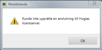 Registrering av licens när internetanslutning saknas Om internetanslutning saknas i din dator där Hogia Lön är installerat sker följande: 1.